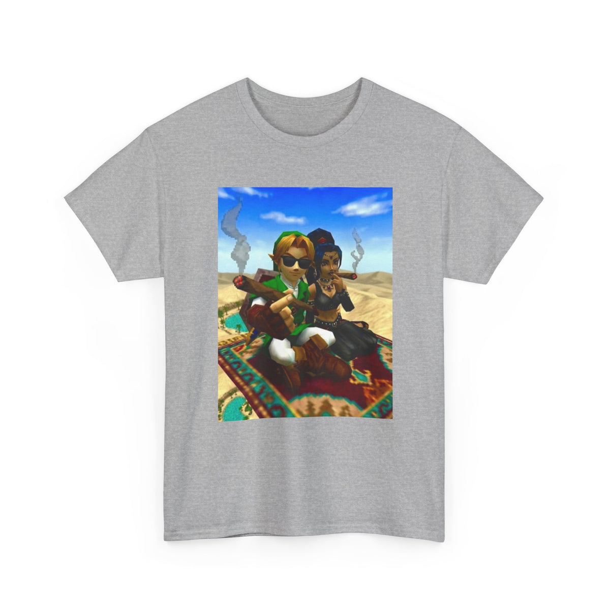 Link And Nabooru Flying On Magic Carpet