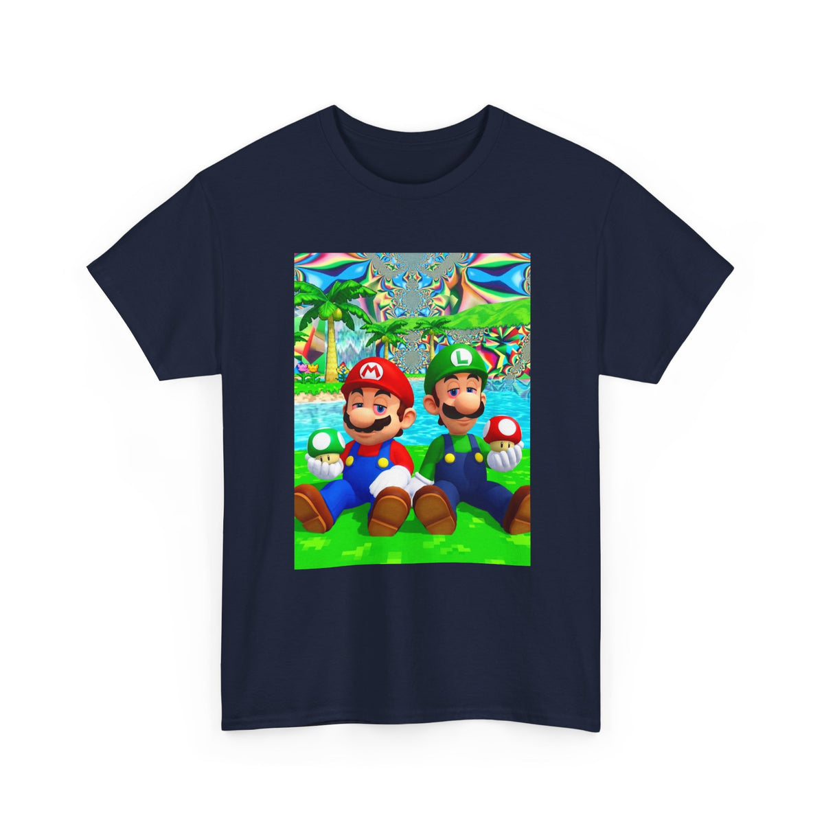 Mellow Mario And Luigi With Mushrooms Tee