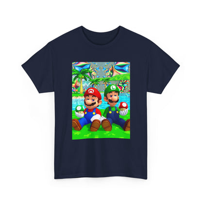 Mellow Mario And Luigi With Mushrooms Tee