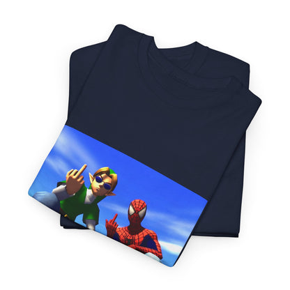 Link And Spider-Man Flipping The Bird