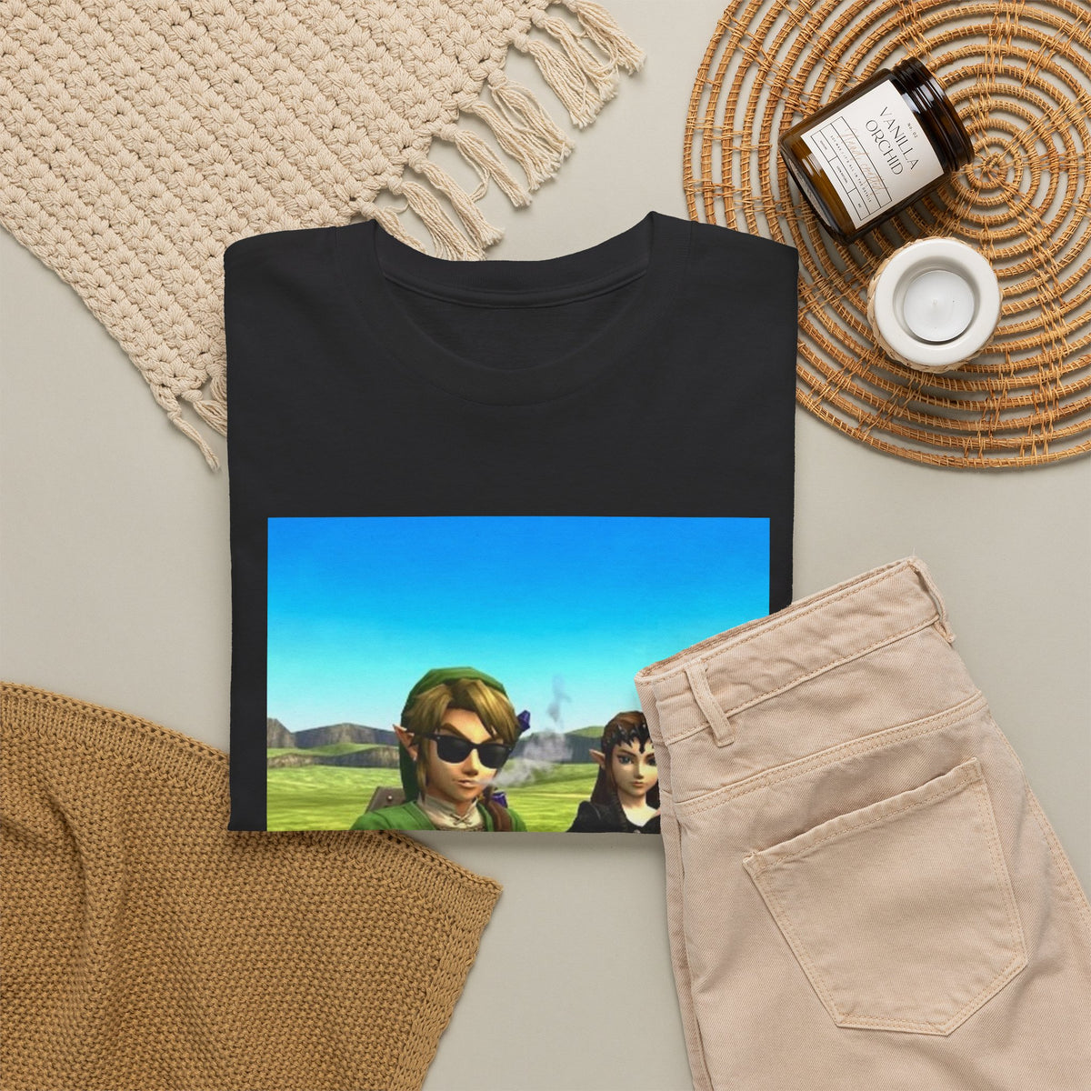 Link and Zelda Smoking Cigars In A Field