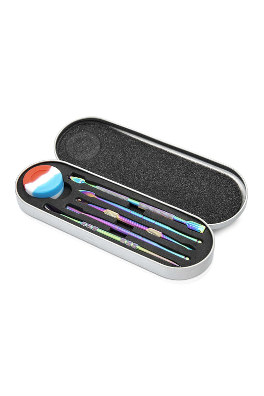 Rupert's Drop Iridescent Titanium Dabber Set with Silicone Dish and Case