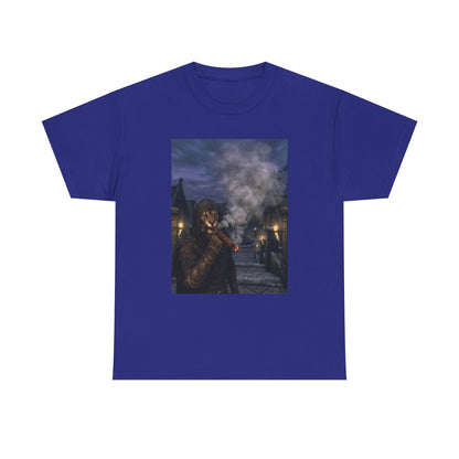 Khajiit Smokes Cigar In Medieval Alley Tee
