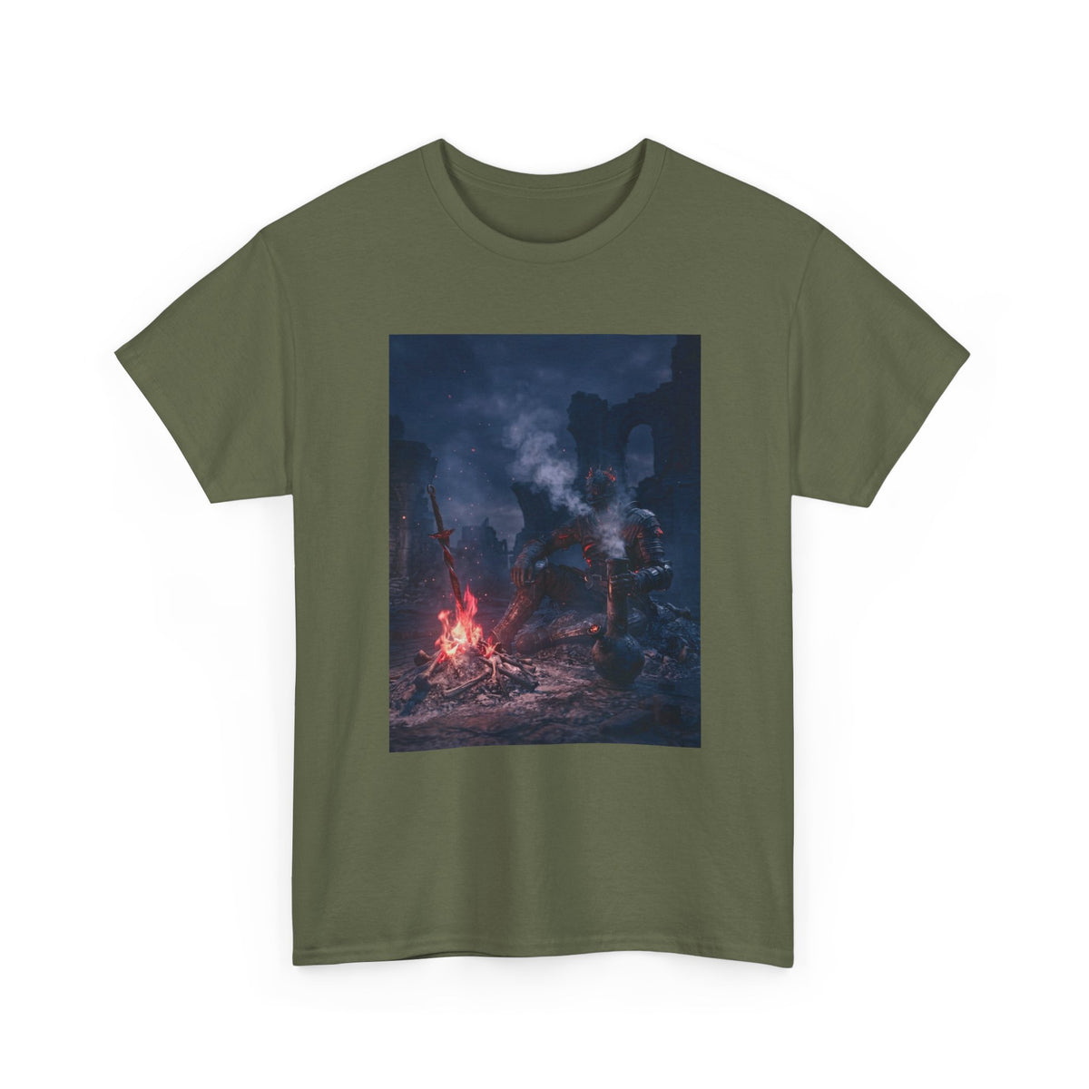 Ashen One Rests By Bonfire With Bong