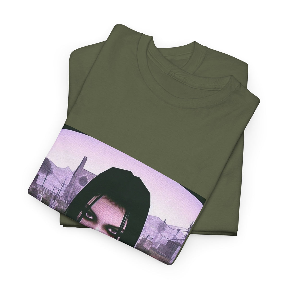 Goth Girl Smoking In Cemetery Tee (Design 17)