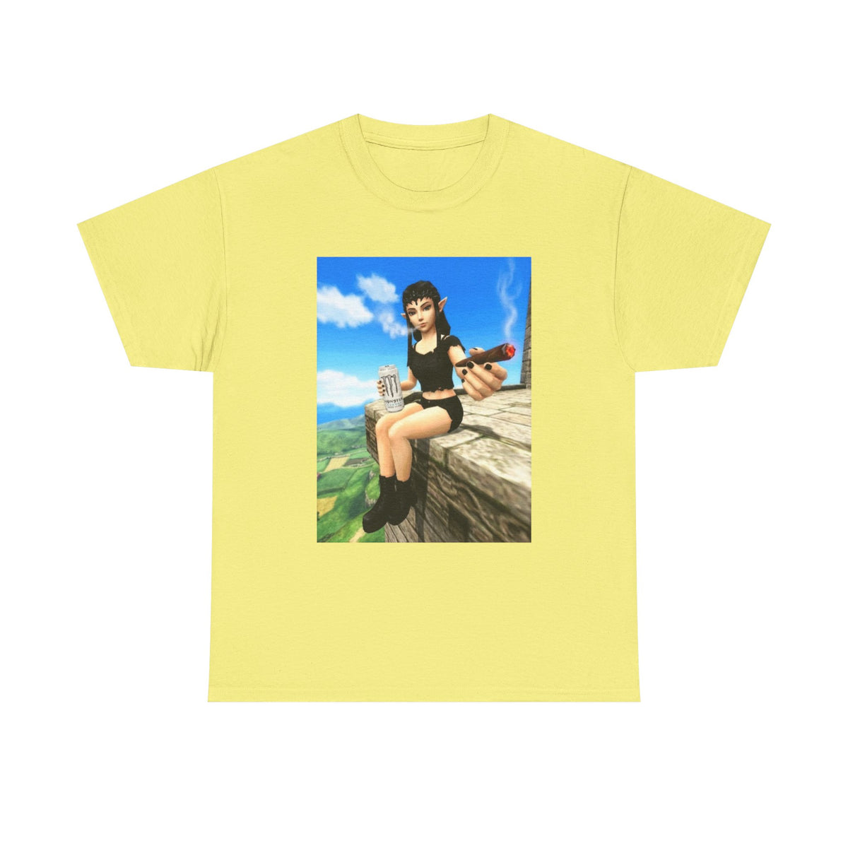 Elf Girl Smoking Cigar On Mountain Tee