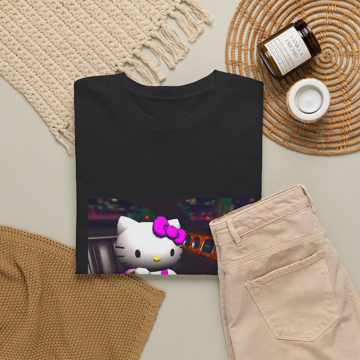 Hello Kitty Pouring Lean In Car Tee