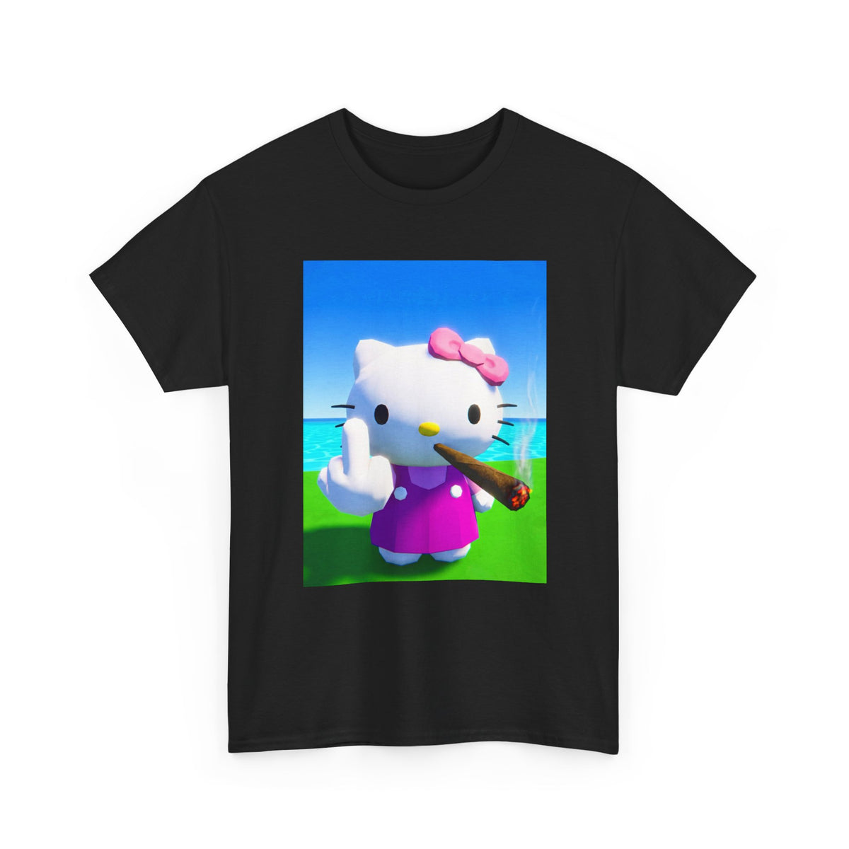 Kitty Flipping Off And Smoking Blunt