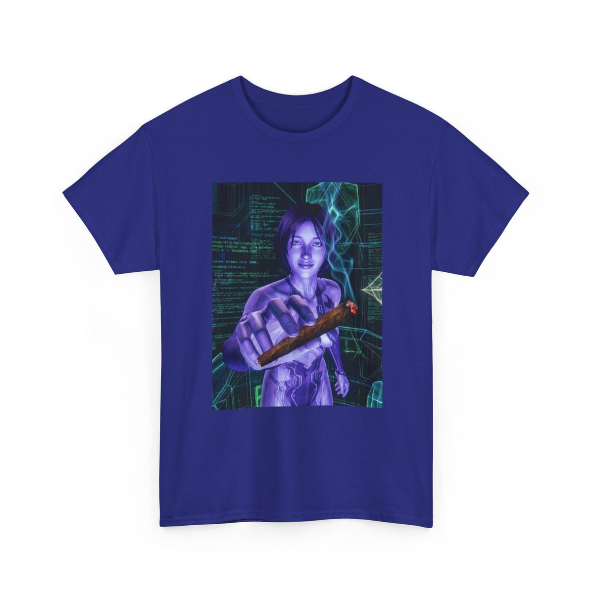 AI Cyber Girl Offering Blunt Tee