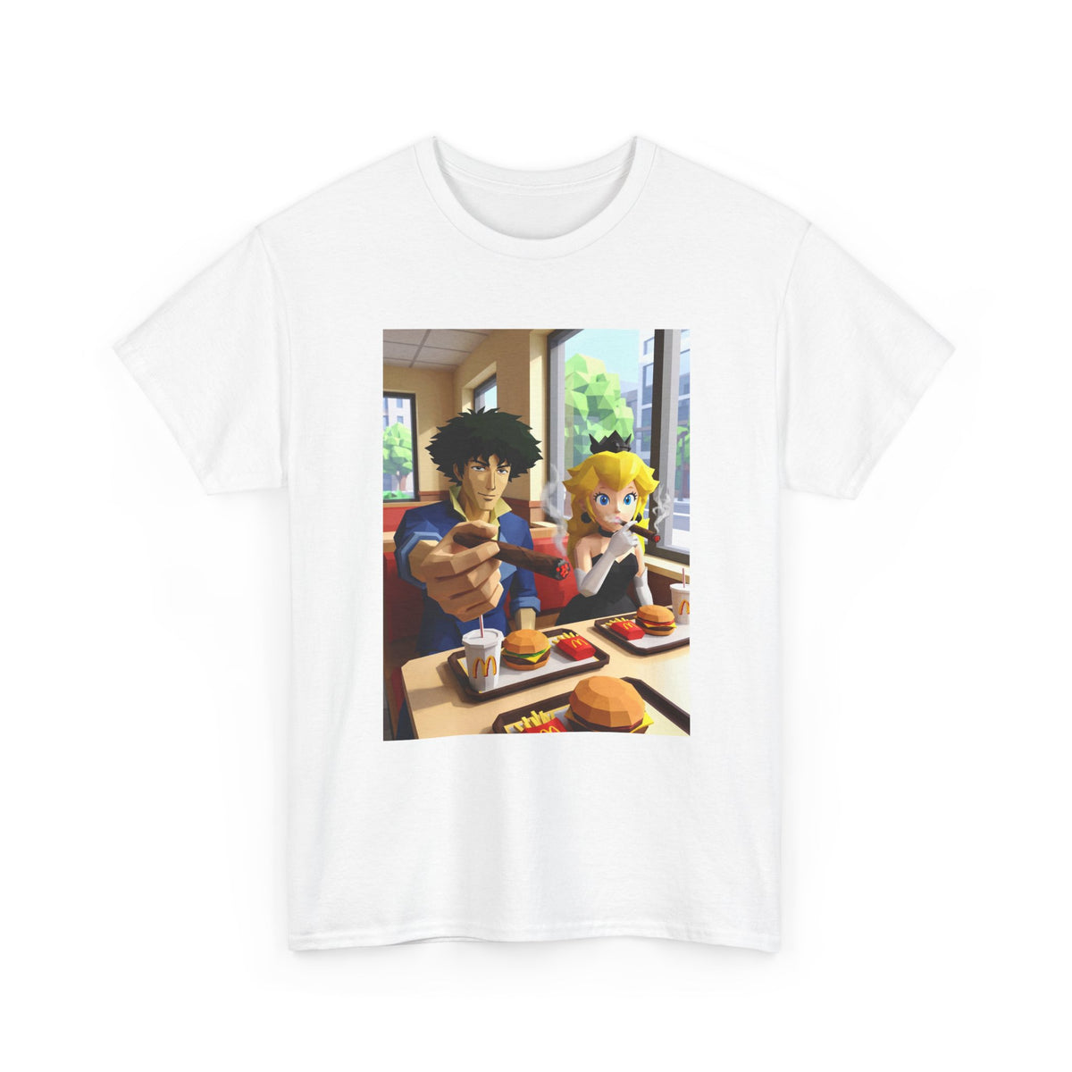 Spike and Princess Peach Smoking Cigars Tee