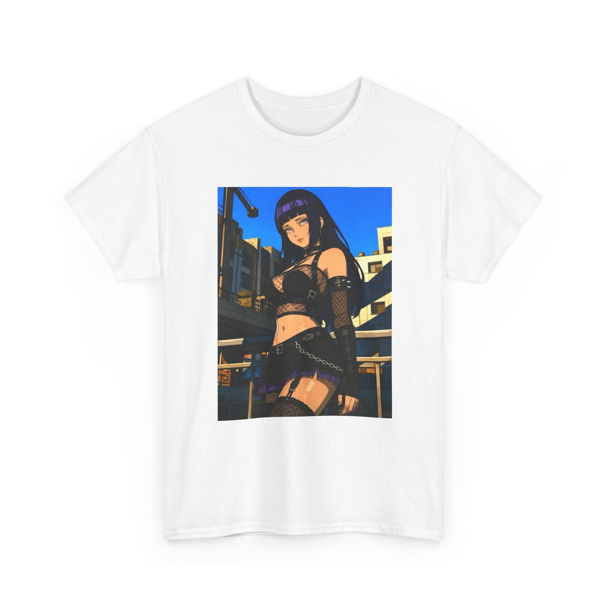 Gothic Anime Girl Staring Cityscape Tee