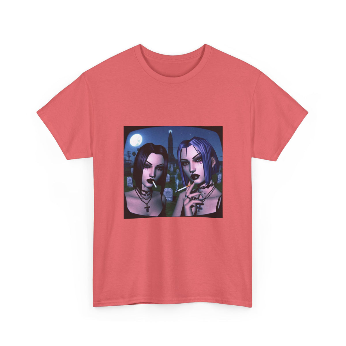Gothic Gals Smoking In Cemetery Tee
