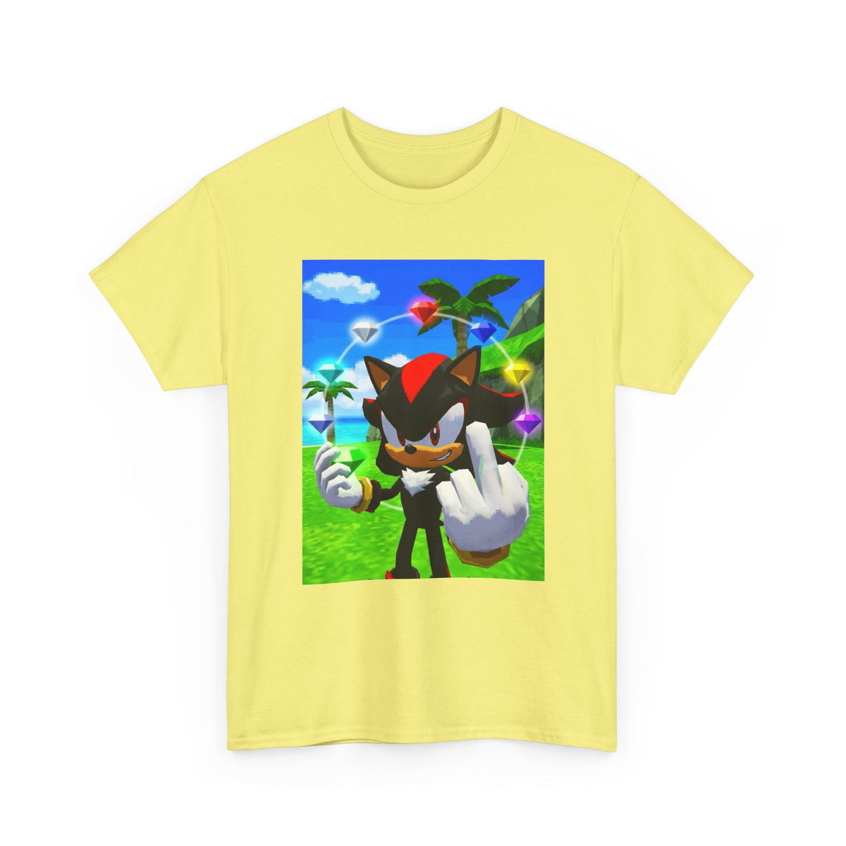 Shadow The Hedgehog With Chaos Emeralds Giving Finger