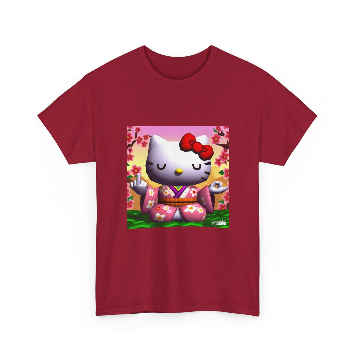 Kitty Meditating and Flipping Bird Tee