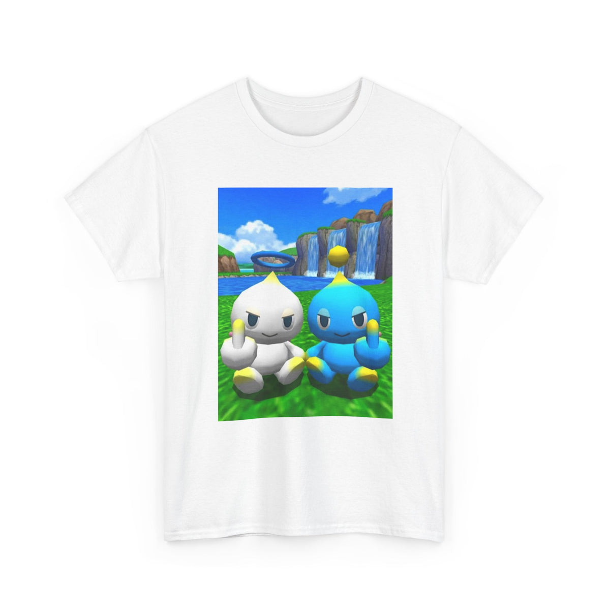 Chao Flipping Off On Green Hills Tee