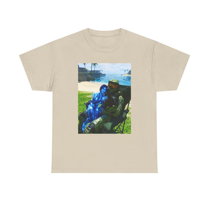 Master Chief And Cortana Beach Chill Tee