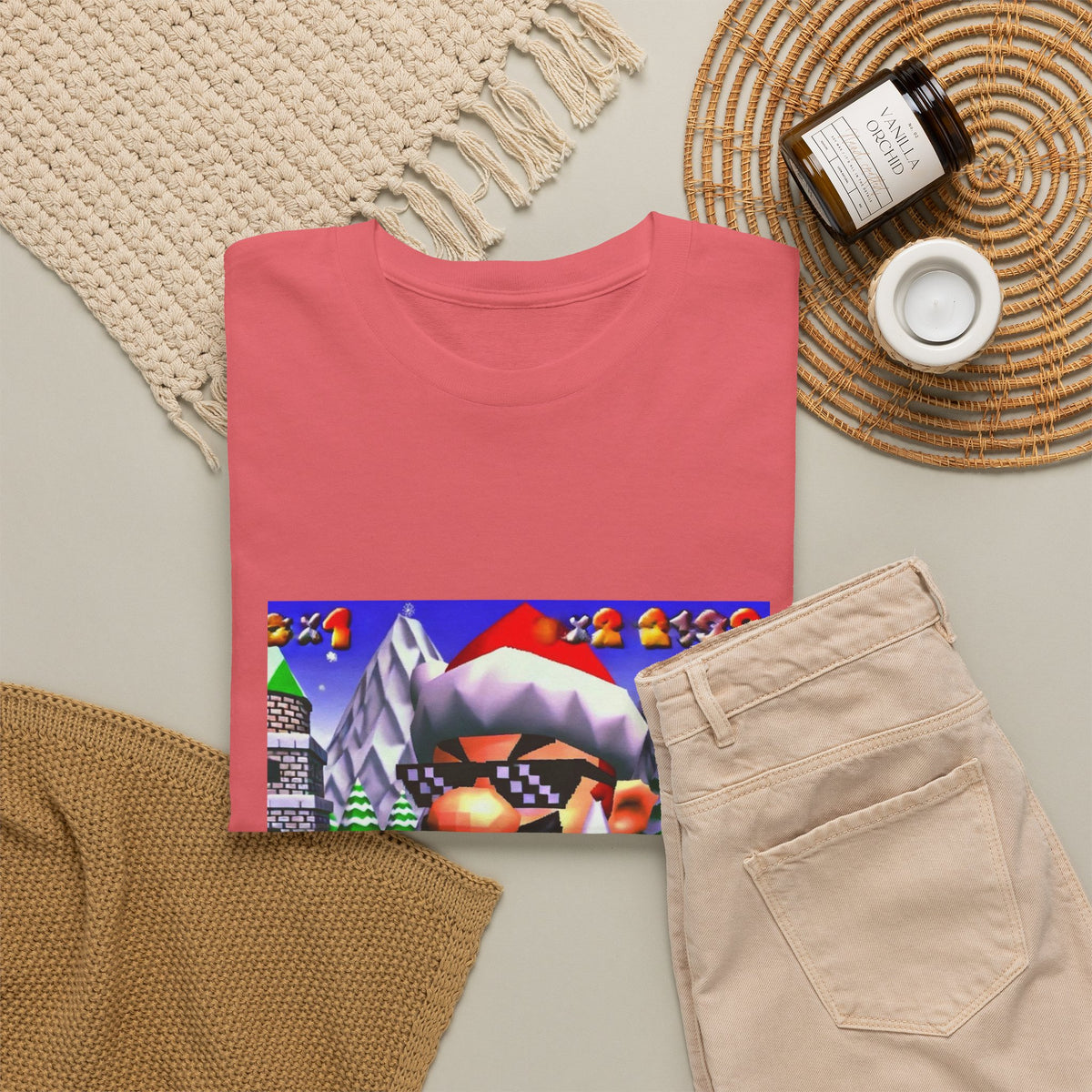Deal With It Santa Mario Smoking Blunt Tee