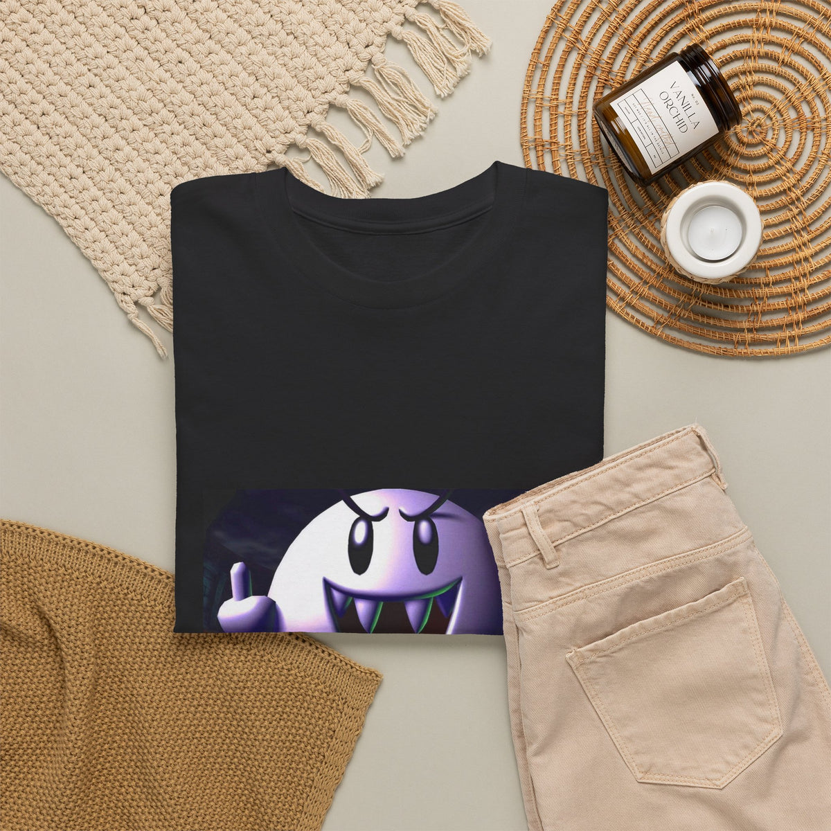 Edgy Ghost Flipping The Bird Tee