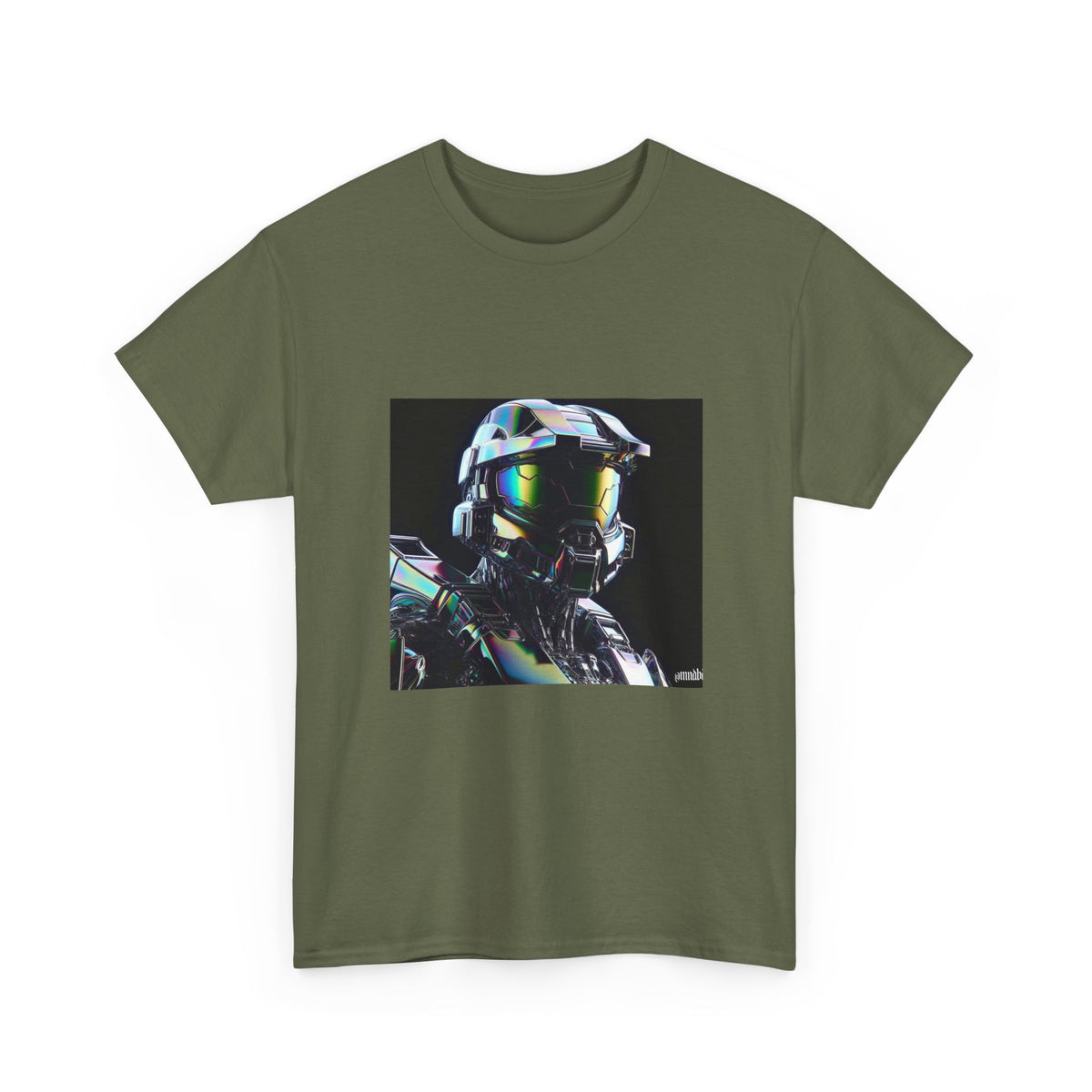 Holographic Cybernetic Sentinel Chrome Helmet Tee