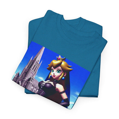 Gothic Princess Peach Posing Before Cathedral