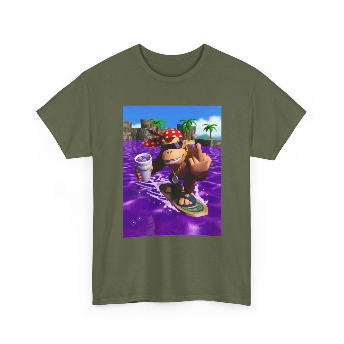 Diddy Kong Surfing Purple Lean Flipping Off Tee
