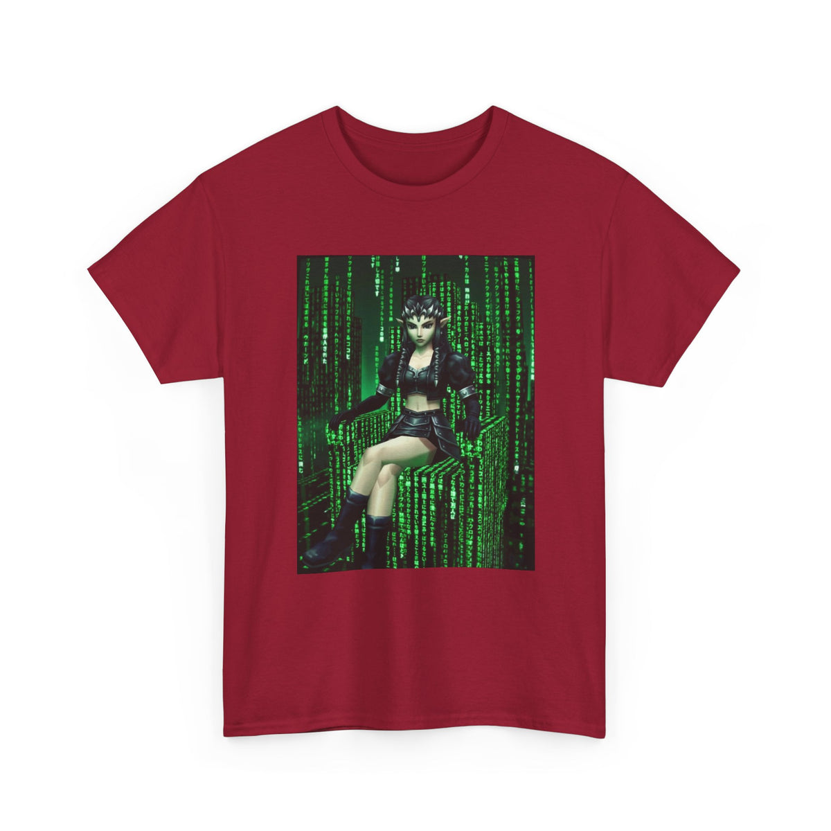 Cyberpunk Elf Queen In The Matrix City Tee