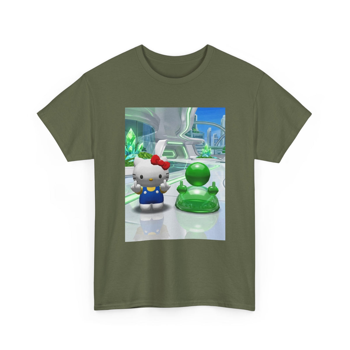 Hello Kitty And Green Blob Flipping The Bird