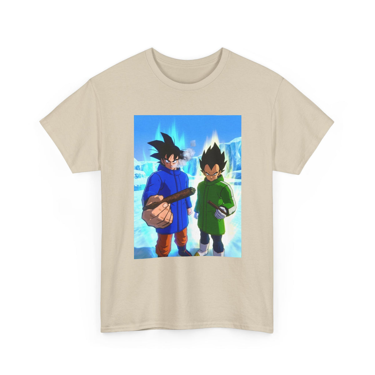 Goku And Vegeta Smoking In Snowy Scene Tee