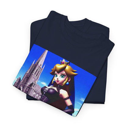 Gothic Princess Peach Posing Before Cathedral
