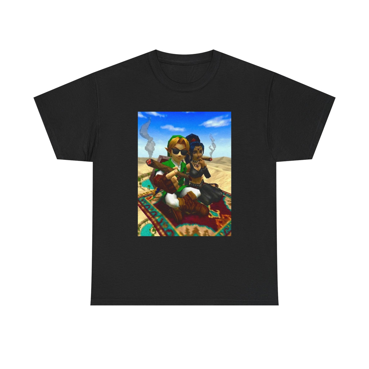 Link And Nabooru Flying On Magic Carpet