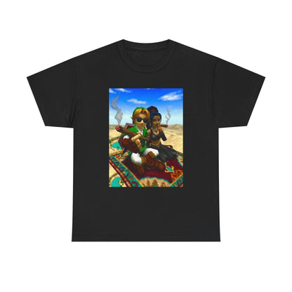 Link And Nabooru Flying On Magic Carpet