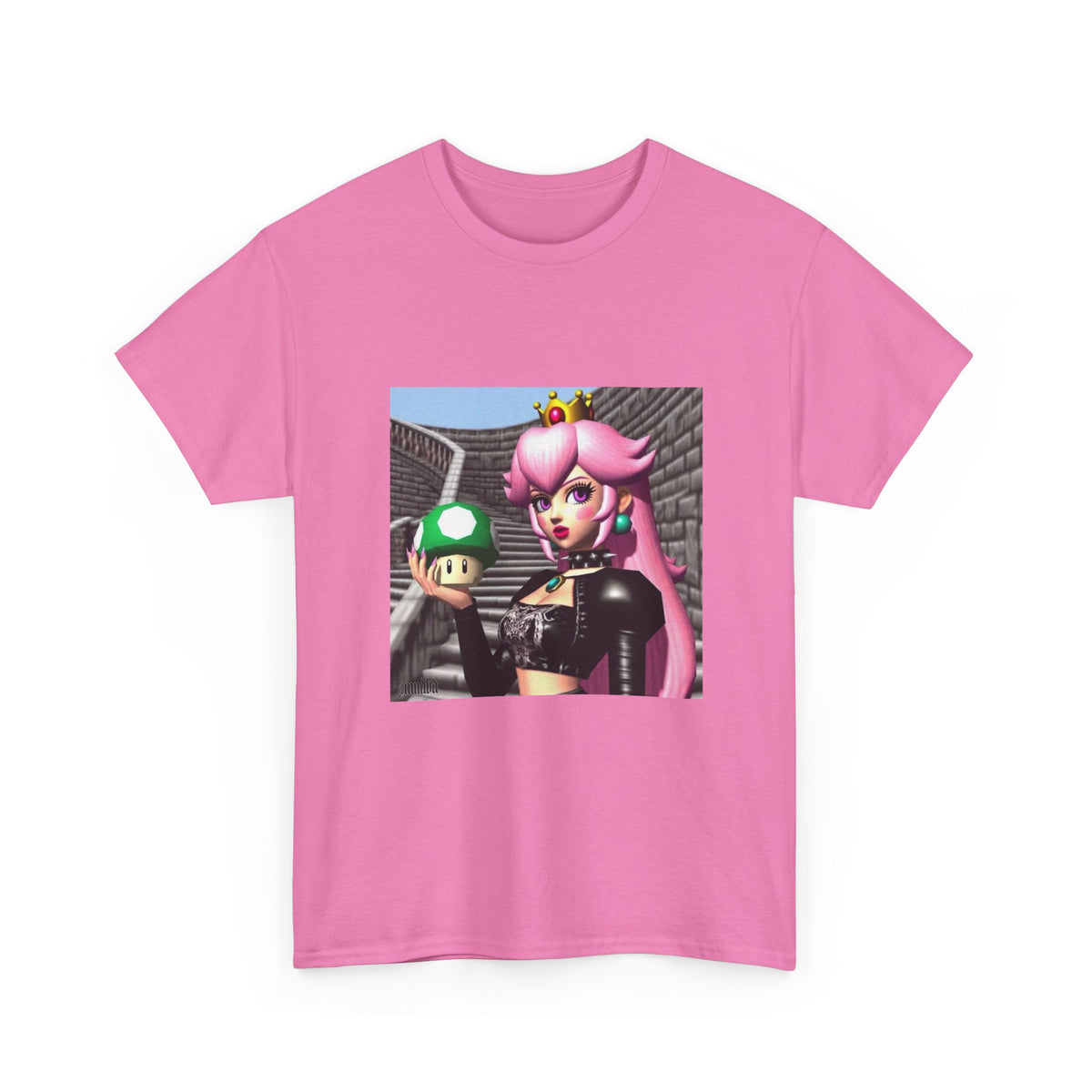 Goth Peach Holding A Green Mushroom Tee