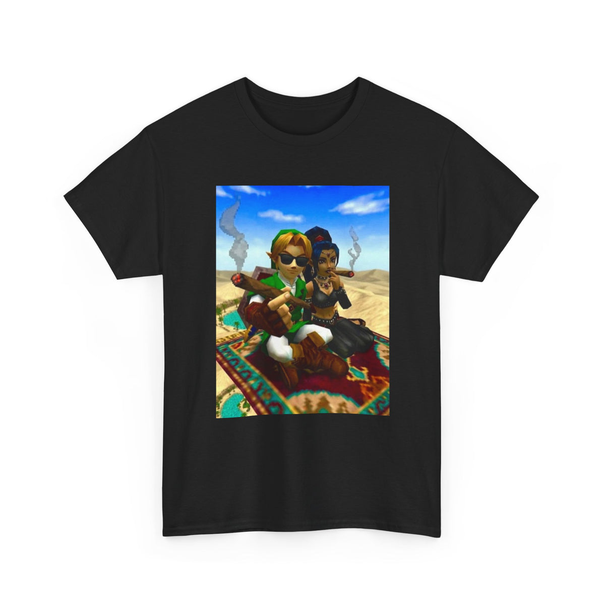 Link And Nabooru Flying On Magic Carpet