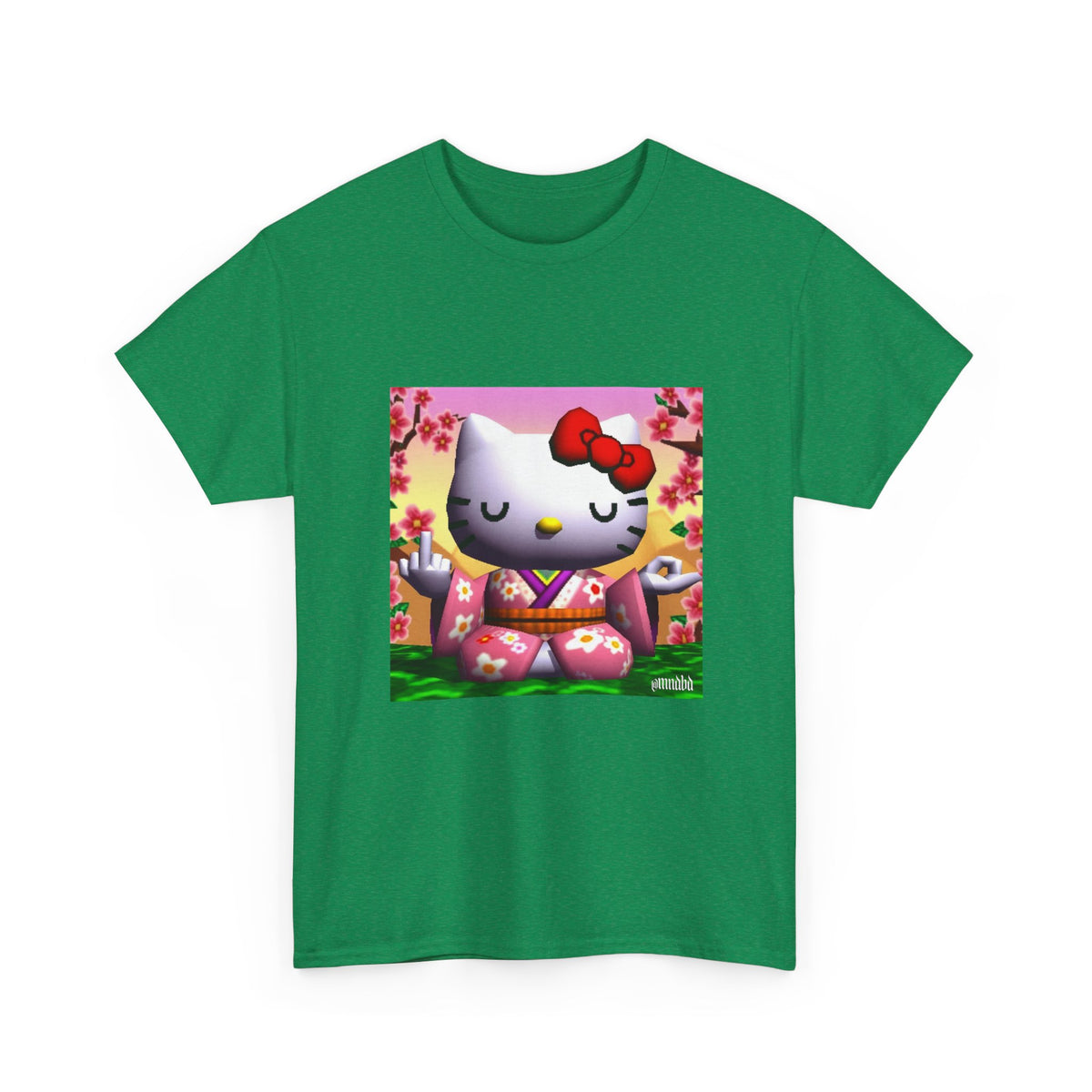 Kitty Meditating and Flipping Bird Tee