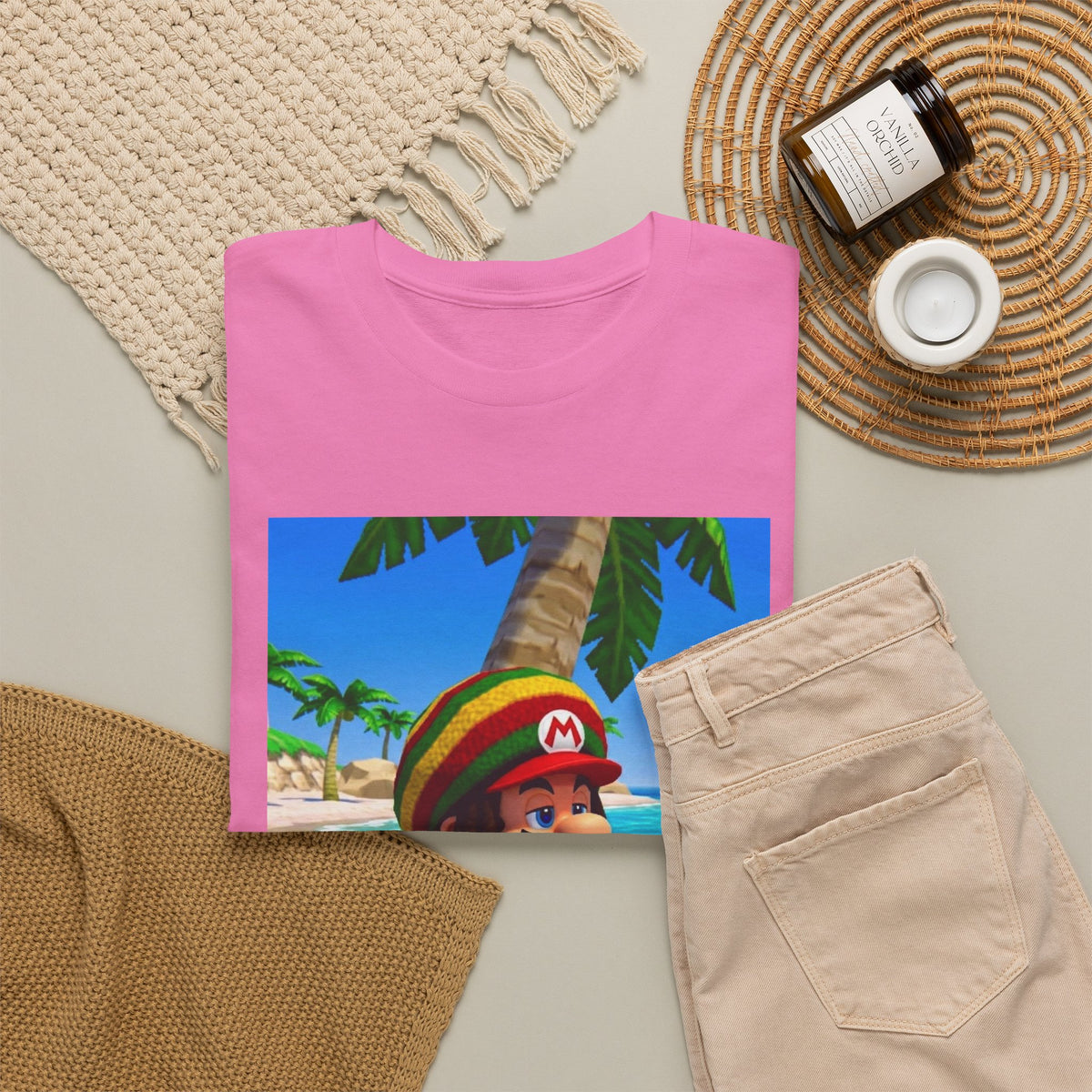 Rasta Mario Chilling On Beach Tee