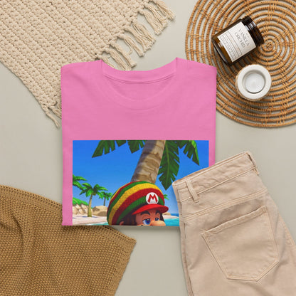 Rasta Mario Chilling On Beach Tee