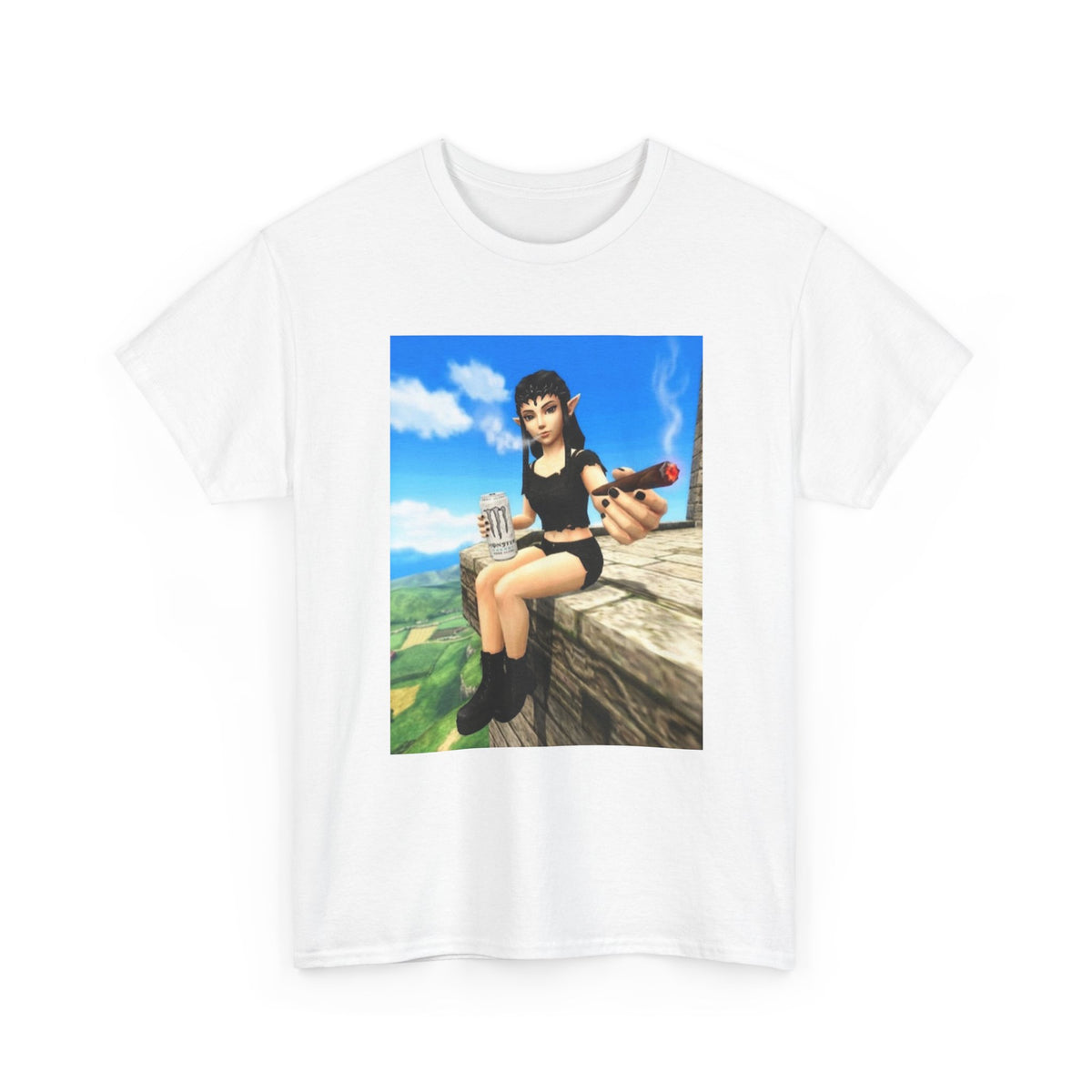 Elf Girl Smoking Cigar On Mountain Tee