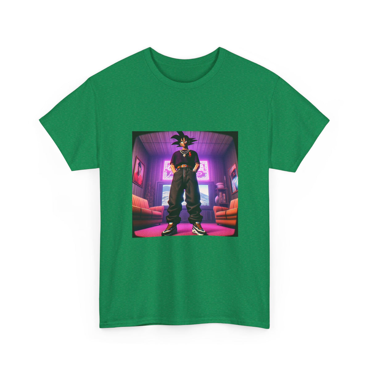 Goku Drip Standing Tall In Neon Room