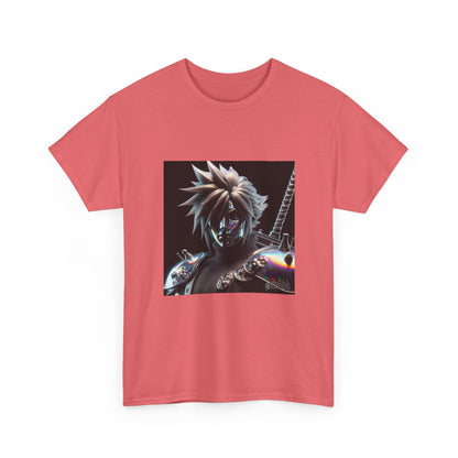 Chrome Spiky-Haired Warrior Reflecting Rainbows Tee