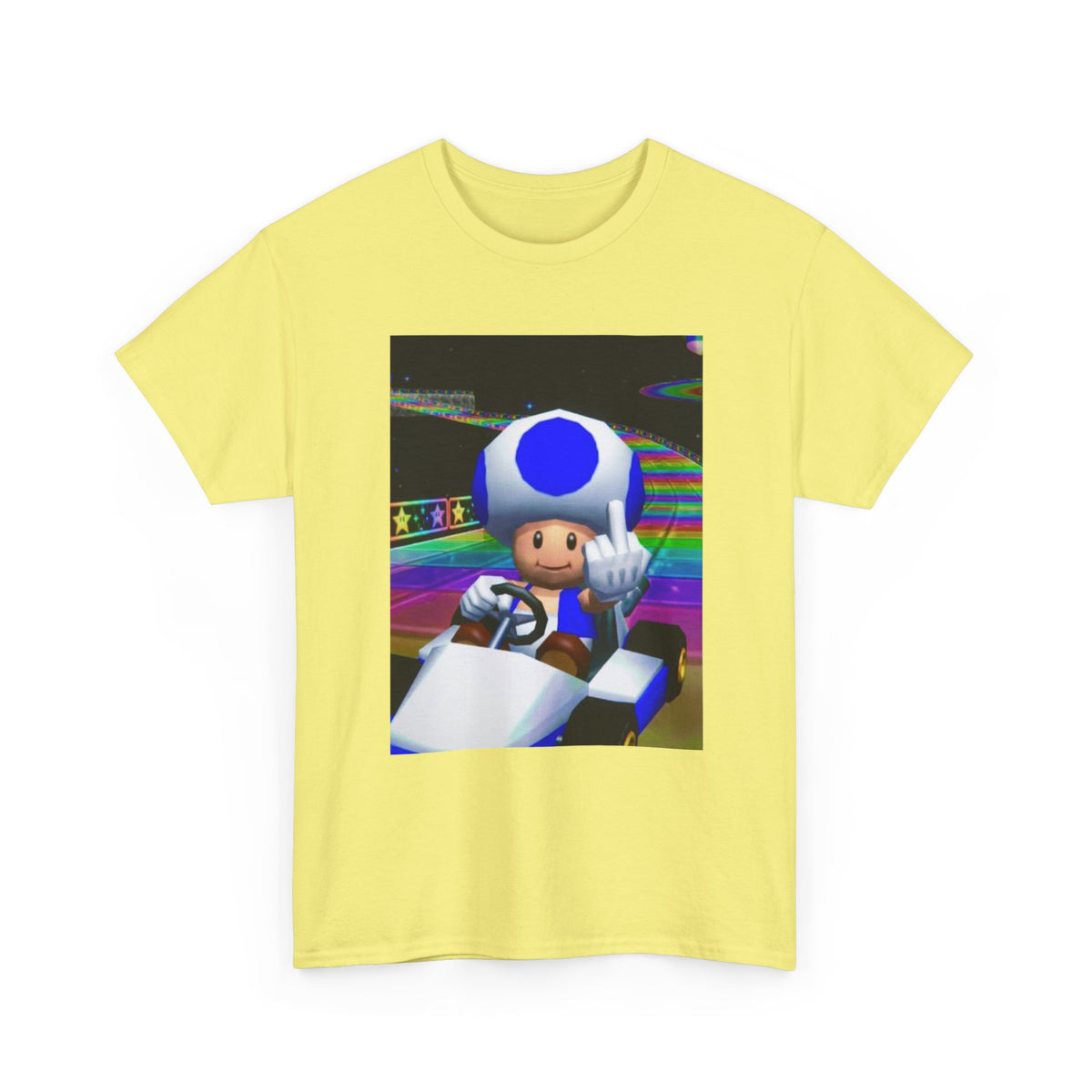 Blue Toad Flipping Off On Rainbow Road Tee