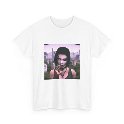 Goth Girl Smoking In Cemetery Tee (Design 17)