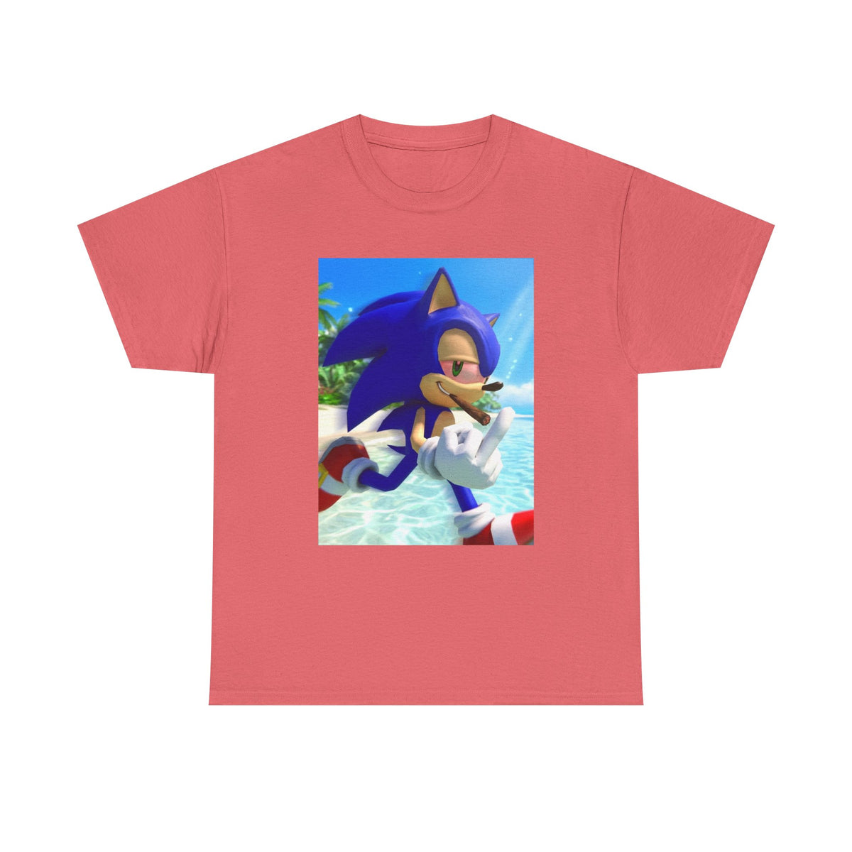 Sonic Smoking Blunt At Beach Tee