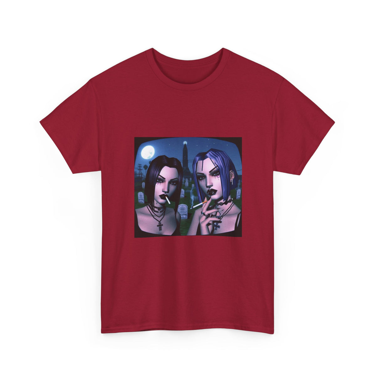 Gothic Gals Smoking In Cemetery Tee