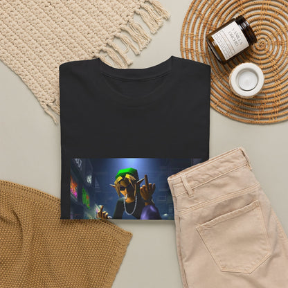 Edgy Ocarina Link Skater Flipping Off Tee