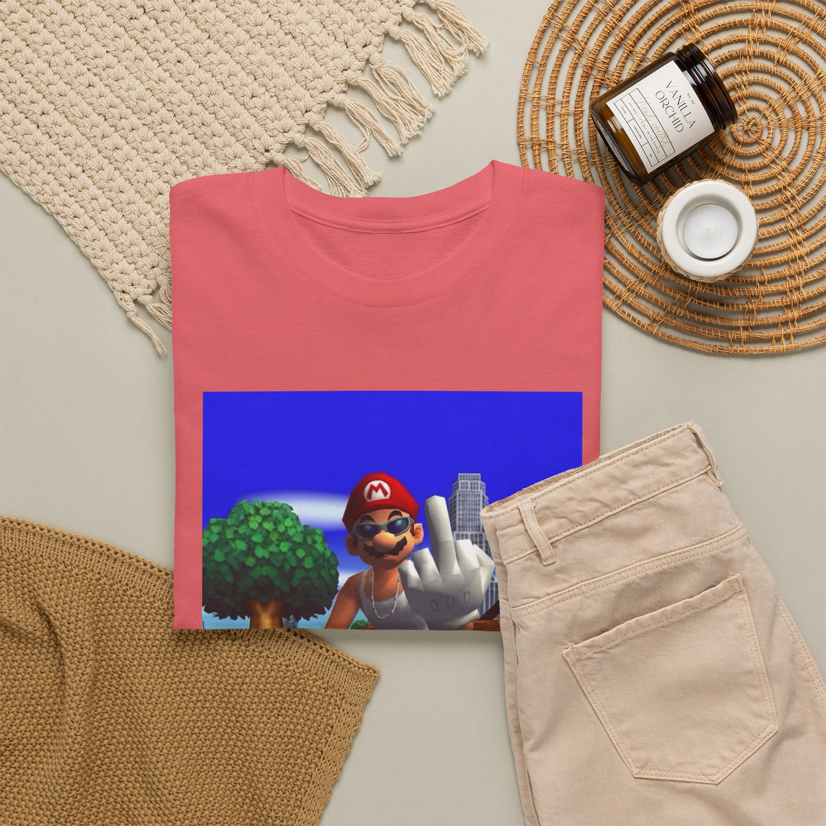 Thug Mario Flipping The Bird Tee