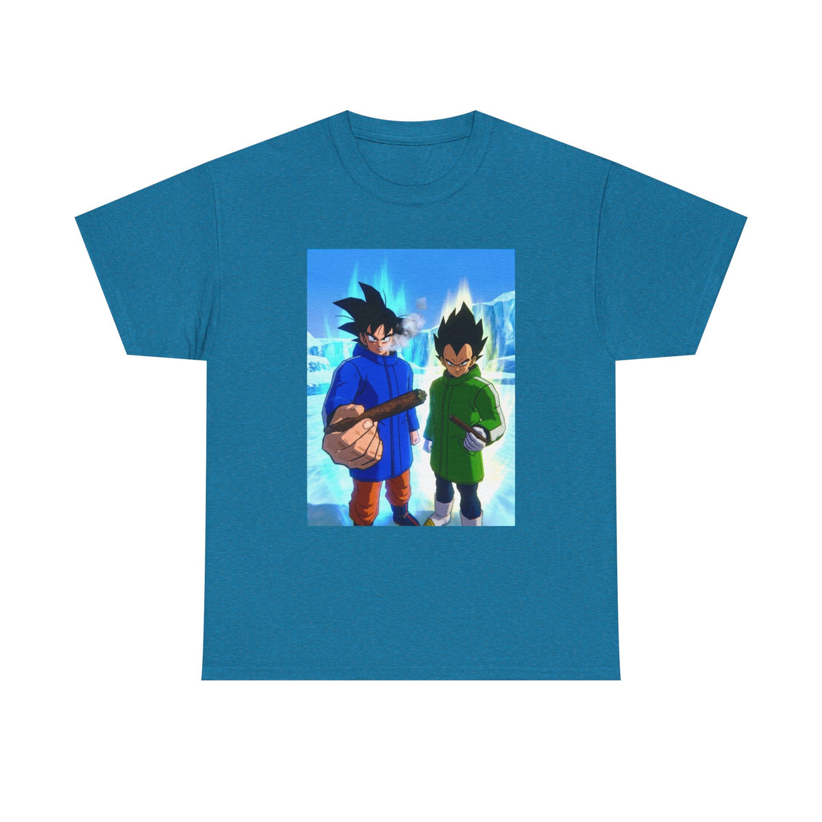Goku And Vegeta Smoking In Snowy Scene Tee