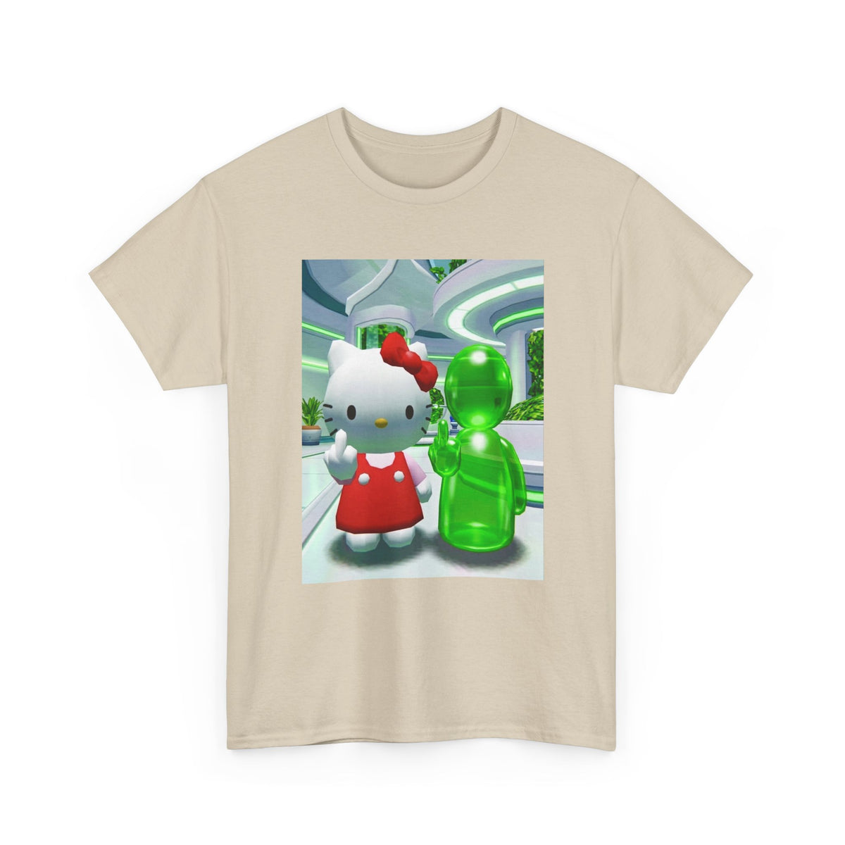 Kitty And Green Alien Flipping The Bird