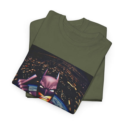 Pixel Batman Soaring Above Earth Tee