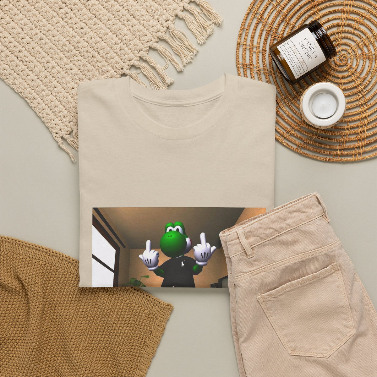 Yoshi Flipping Off In The Living Room Tee