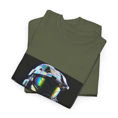 Holographic Cybernetic Sentinel Chrome Helmet Tee